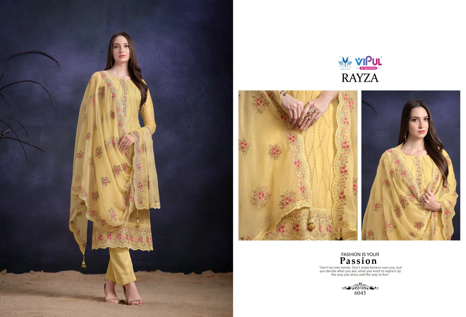 Rayza By Vipul Organza Chiffon Designer Salwar Kameez Wholesale Price In Surat